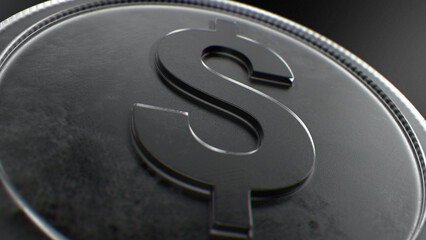 Coin Dolar Sign - Super HighQuality Coin - Coin Dolar Sign - Super HighQuality Coin - Black coin with light brights white