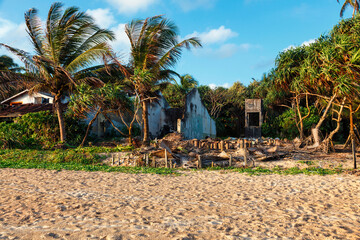 Ruins of a house on beach destroyed by tsunami, Hikkaduwa, Sri Lanka