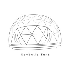 simple line art design of geodetic tent for summer vacation camp © Afrel_Refiana