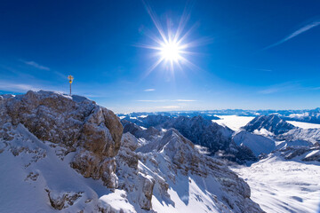 snow covered peak of the Zugspitze (Tyrol, Austria/ Bavaria, Germany)