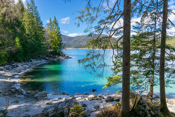Eibsee with its mountain scenery (Bavaria, Germany)