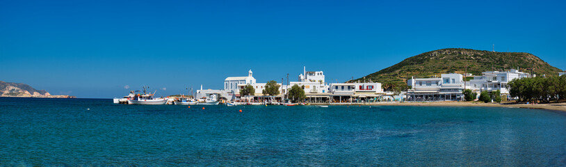 The beach and fishing village of Pollonia in Milos, Greece