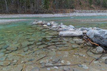 clear river in the mountains (Isar, Bavaria, Germany)