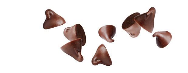 chocolate piece isolated on white background .	
