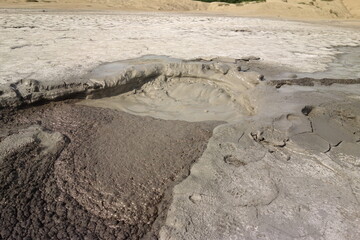 landscape of muddy volcanoes buzau romania an important tourist attraction