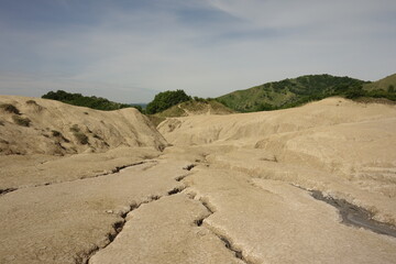 landscape of muddy volcanoes buzau romania an important tourist attraction