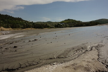 landscape of muddy volcanoes buzau romania an important tourist attraction
