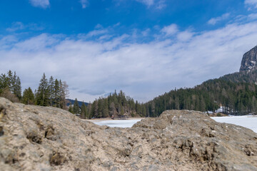 frozen Lake Braies (Pragser Wildsee, Dolomites, Italy)