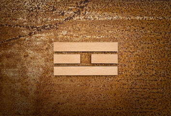 Trigram fire wood on rusty metal vintage i ging human design elements gene keys