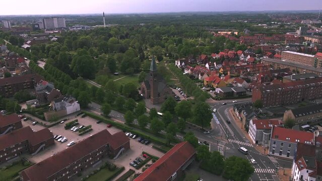 Ansgar Kirke in Odense, Denmark by Drone