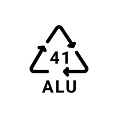 Metal recycling code ALU 41 line icon. Consumption code.