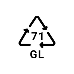 Glass recycling code GL 71 line icon. Consumption code.