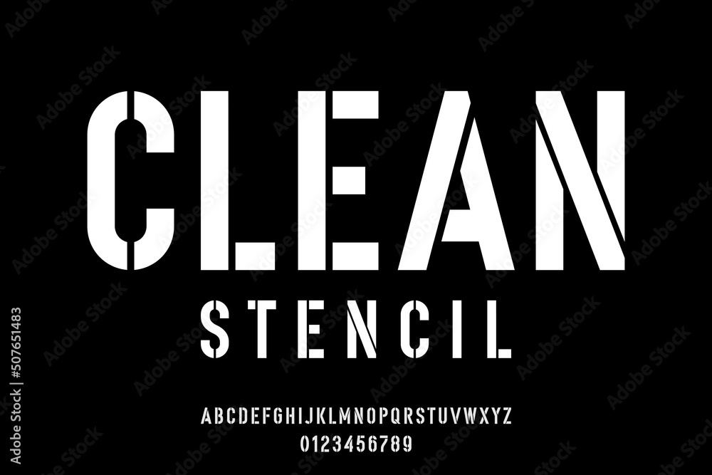 Poster condensed stencil alphabets display font vector