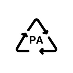 Plastic recycling code PA line icon. Consumption code resin, polyamide.