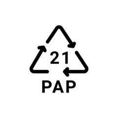 Paper recycling code PAP 21 line icon. Consumption code.
