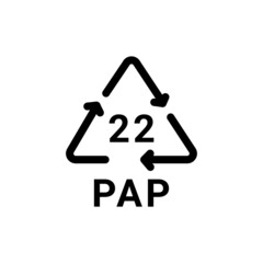 Paper recycling code PAP 22 line icon. Consumption code.