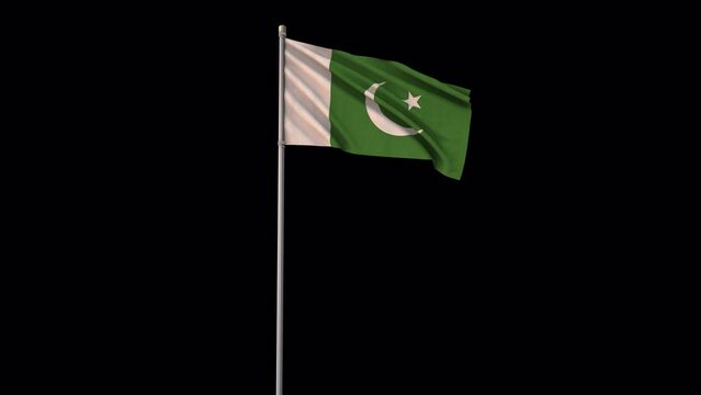 Pakistan flag, 4k video background is transparent