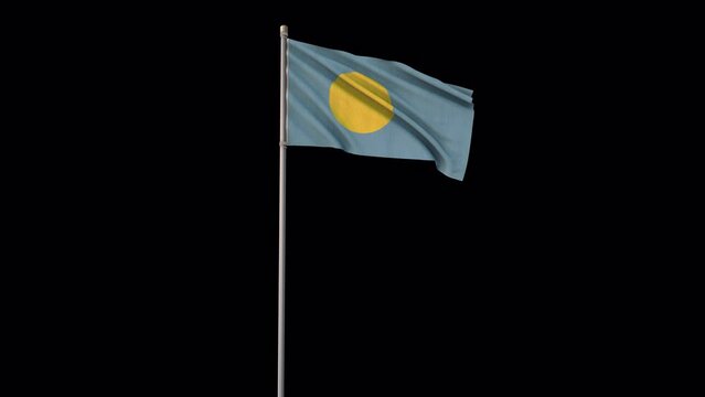 Palau flag, 4k video background is transparent