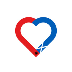 unity concept. heart ribbon icon of albania and scotland flags. vector illustration isolated on white background