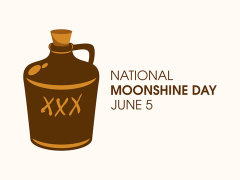 National Moonshine Day vector. Moonshine drink bottle icon vector. Vintage brown alcohol container vector. June 5. Important day