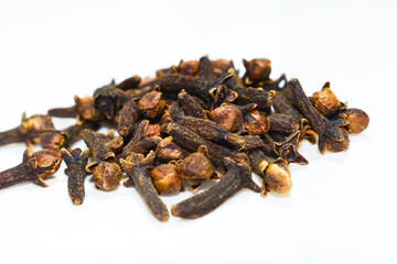 Clove spice, Dried clove isolated on white background, close-up.