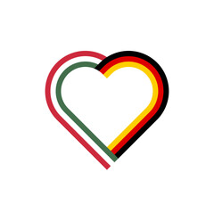 unity concept. heart ribbon icon of hungary and germany flags. vector illustration isolated on white background