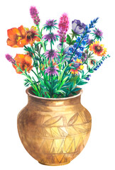 Native American Indian pot with wildflowers