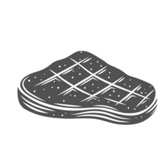 Grilled meat steak silhouette glyph icon, engraved monochrome illustration. Roasted beef fillet steak .