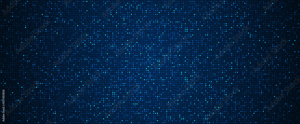 Poster digital technology background. digital data square blue pattern pixel background
