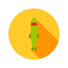 Cruise Missile Circle Icon. Vector Illustration of Military Sign.