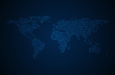 Dotted world map vector background