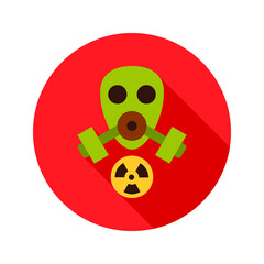 Gas Mask Circle Icon. Vector Illustration of Military Sign.
