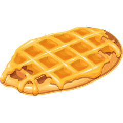 Croffle, Croissant Waffle Korean pastry. Croffle with different sweet topping honey or syrup. Waffle menu vector illustration.