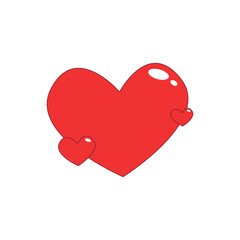 Red hearts - flat color vector icon on isolated background. Valentine's Day vector illustration.