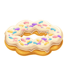 Mochi Donut. Bakery dessert menu, Japanese mochi donut with topping marshmallow and glaze. Vector illustration.