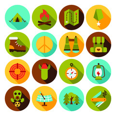 War Military Flat Icons. Vector Illustration of Army Symbols.