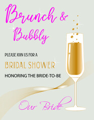 Modern bachelorette party invitation, grey, yellow and pink color. Used for web design, illustrations, banners, posters.