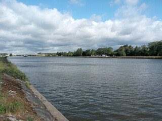 The Albert canal and green surroundings around Massenhoven, Flanders, Belgium