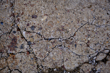 Cracked concrete destroyed by time