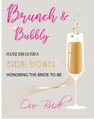 Modern bachelorette party invitation, grey, yellow and pink color. Used for web design, illustrations, banners, posters.