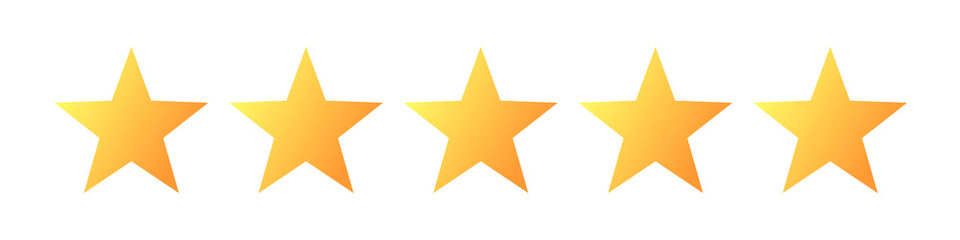 Five golden stars product rating review  icon vector image. - obrazy, fototapety, plakaty