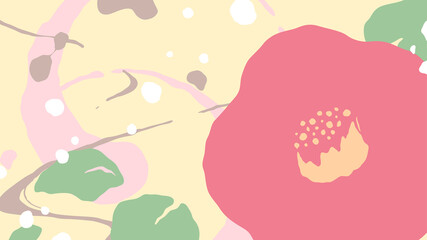 和風の椿のリキッドアニメーションをイメージした背景イラスト_16:9