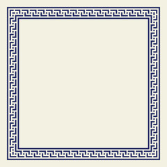 Greek key pattern frame. Decorative ancient meander, Greece border ornamental set with repeated geometric motif. Vector EPS10.