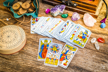 Fortune telling on tarot cards