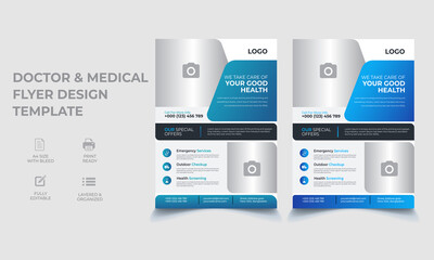 Medical flyer design. Creative healthcare vector flyer concept with dynamic poster template in A4 size