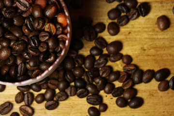 Coffe beans in it's purest way close up macro