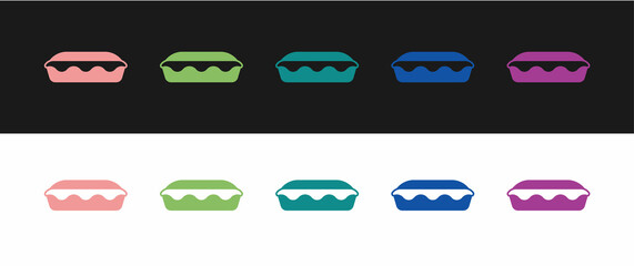 Set Homemade pie icon isolated on black and white background. Vector