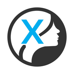 circle logo in the  X   Vector design template elements for your application or company identity.with weman circle