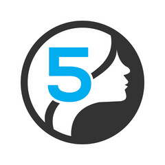 circle logo in the  5   Vector design template elements for your application or company identity.with weman circle