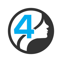 Fototapeta premium circle logo in the 4 Vector design template elements for your application or company identity.with weman circle